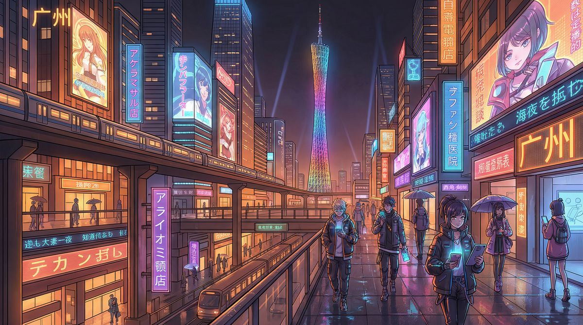 抖音风动漫-广州动漫城夜景